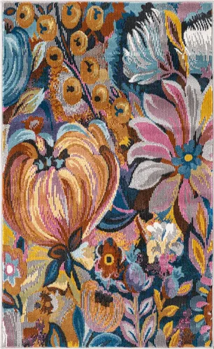 Vista 2 de Unique Loom Blossom Collection - Alfombra rectangular (2 x 3 pies, rectangular, multicolor y negro)