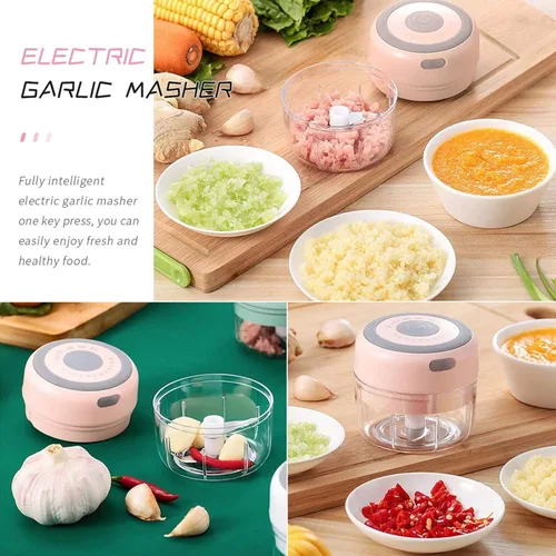 Vista 6 de Mini picador de ajo eléctrico, picador de cebolla USB de 100 ml, procesador de alimentos pequeño portátil para jengibre, chile, verduras