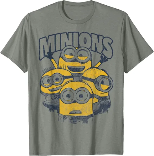 Vista 28 de Despicable Me Minions Vintage Group Graphic Camiseta Gris Oscuro