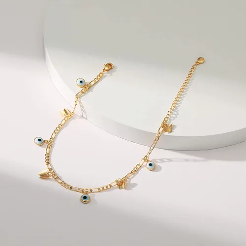 Vista 10 de Tobillera para mujer, chapada en oro de 18 quilates, tobillera con dije de oro, impermeable, para verano, playa, cadena de pie, joyería para regalos
