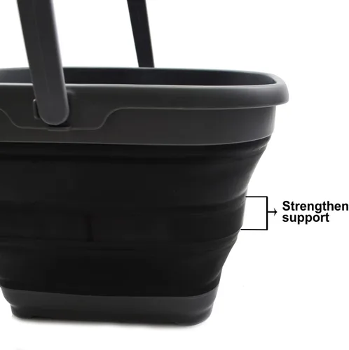Vista 4 de SAMMART Cesta rectangular plegable de 10 litros (2.6 galones) (gris/negro (juego de 2))