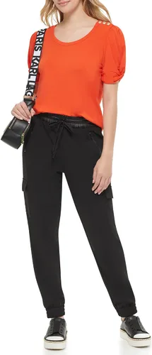 Vista 5 de Karl Lagerfeld Paris Top de punto de manga corta para mujer