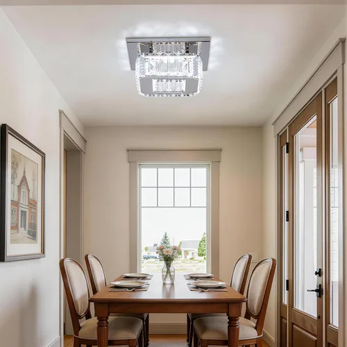 Vista 4 de CLAIRDAI Lámpara de techo de cristal cuadrada de montaje empotrado, lámpara de techo LED moderna para cocina, pasillo, vestíbulo, sala de estar