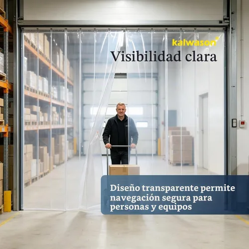 Vista 3 de Cortina de puerta de tira de plástico, PVC plano transparente, 40