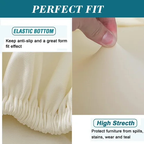 Vista 4 de HFCNMY - 2 fundas elásticas impermeables para taburete de bar con respaldo, fundas para silla de bar con banda elástica, color beige