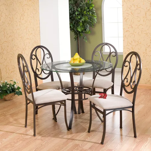 Vista 9 de SEI Furniture Lucianna - Juego de 4 sillas de comedor, marco marrón oscuro con asiento de gamuza beige