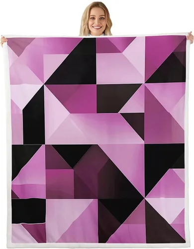 Vista 33 de Erosebridal Black Blue Triangles Square Fleece Throw Blanket 40"x50" - Ultra-Soft for Couch Sofa Bed,3D Geometric Pattern Sherpa Blanket,Abstract