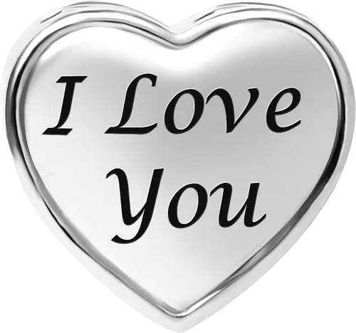 Vista 3 de NARTGO Abalorio de corazón de rosa con texto en inglés "I Love You Mom Wife Auntie Sister Grandma Nana" compatible con pulseras Pandora