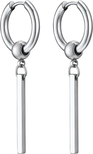 Vista 10 de Richsteel Dangle Earrings for Men,Stainless Steel Silver/Black/Gold plated Pendientes colgantes de oro B3