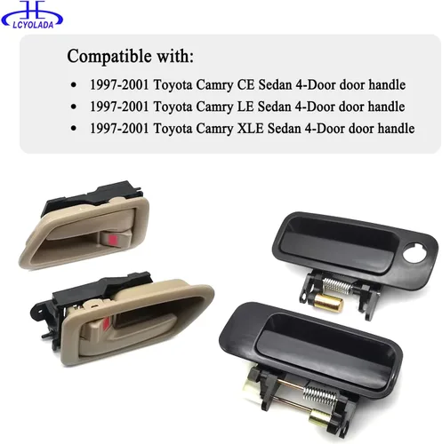 Vista 4 de 8 piezas manijas de puerta exterior e interior Toyota Camry 1997 1998 1999 2000 2001, reemplaza 6922033040, 6921033040, 6927733020, 6927833020, beige