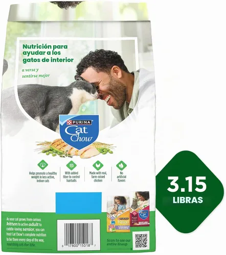 Vista 13 de Purina Cat Chow Comida seca para gatos de interior con peso saludable y control de bolas de pelo con pollo - (Paquete de 4) Bolsas de 3.15 lb