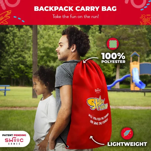 Vista 6 de SWOOC Games® - Shark Frenzy™ Juego de lanzamiento de bolsa de puf 2 en 1 para niños Juegos de fiesta para niños con configuración en 5 segundos