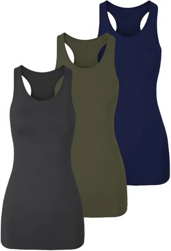 Vista 20 de TAIPOVE Camisetas largas sin mangas para mujer de algodón para capas con espalda cruzada extra largas para ropa deportiva, paquete de 3