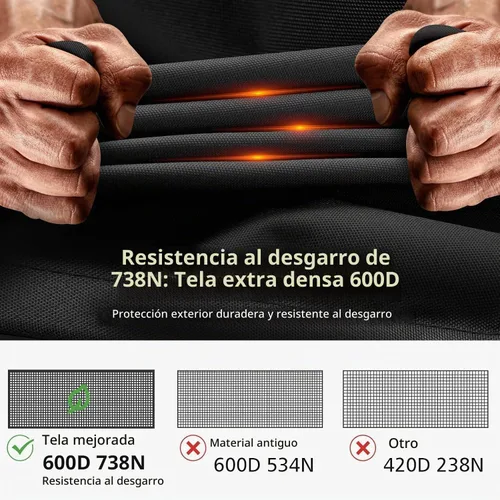 Vista 3 de QH.HOME Cubierta rectangular para hoguera de 42 pulgadas, 600D resistente Negro