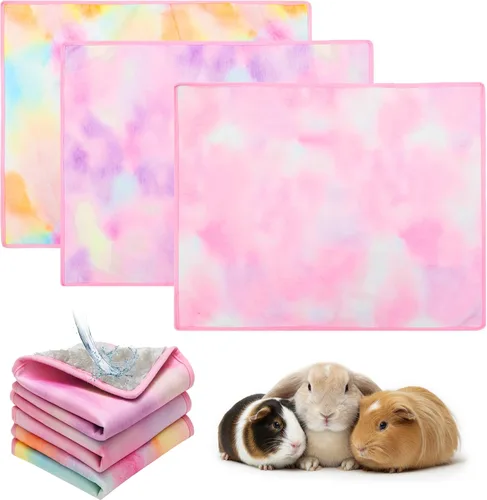 Vista 8 de Ropa de cama de conejillo de indias – Paquete de 3 accesorios impermeables para jaula de animales pequeños para conejillos de indias, ratas