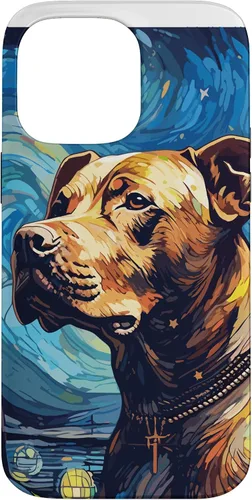 Vista 21 de Funda para iPhone 16 Pitbull Starry Night para perro, mamá, perro, papá