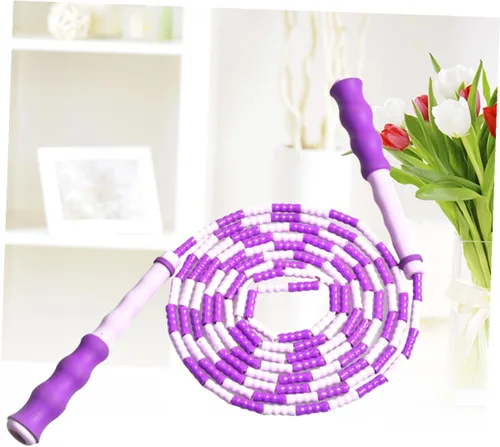 Vista 4 de PartyKindom Skipping Rope Lightweight Beaded Jump Rope for Men Women Fitness Training Anti-slip Handles Purple