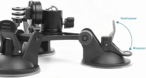 Vista 4 de Soporte de cámara para coche – Soporte de succión para cámara – Soporte de triple ventosa con cabeza roscada de 1/4 cabeza de bola de trípode de 360
