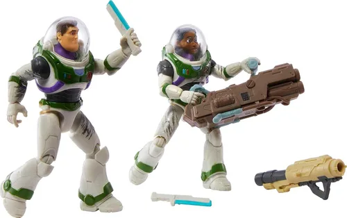 Vista 5 de Mattel Disney Pixar Lightyear Set con 3 figuras de acción, Space Rangers vs Robots Clash Pack con Buzz Lightyear, Izzy Hawthorne y Zyclops, escala