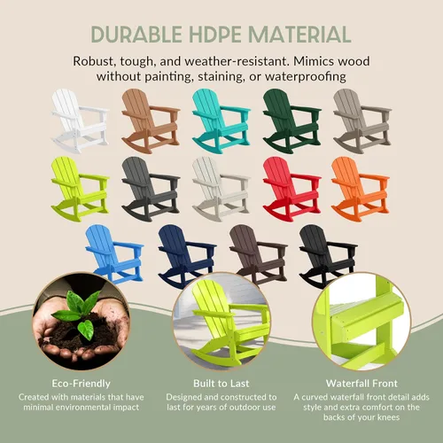 Vista 150 de WestinTrends Silla mecedora Malibu de poliéster para exterior/patio Adirondack, Negra