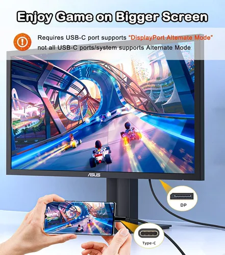 Vista 6 de Cable USB C a DisplayPort de 6 pies (4K a 60 Hz, 2 K a 144 Hz), cable USB C a DP 1.2 compatible con MacBook Pro/Air y más portátiles que admiten