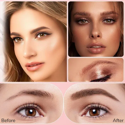 Vista 6 de Lápiz de cejas Microblading, resistente al agua, de larga duración, 4 puntas de tenedor, lápiz mágico de cejas de larga duración, lápiz marrón