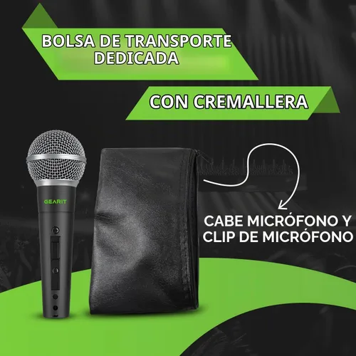 Vista 6 de GEARit Micrófono dinámico de mano para karaoke y voces en vivo, micrófono cardioide con interruptor de encendido/apagado, clip de micrófono y bolsa