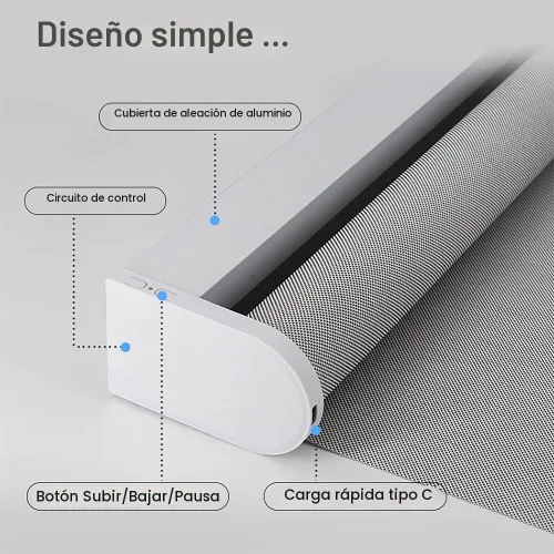 Vista 2 de Persiana enrollable motorizada con control remoto, 100% opacidad, persiana inteligente para Windows, compatible con Alexa y Google Home, batería