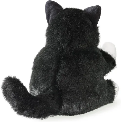Vista 4 de Folkmanis - Marioneta de mano de gatito de esmoquin, negro; blanco