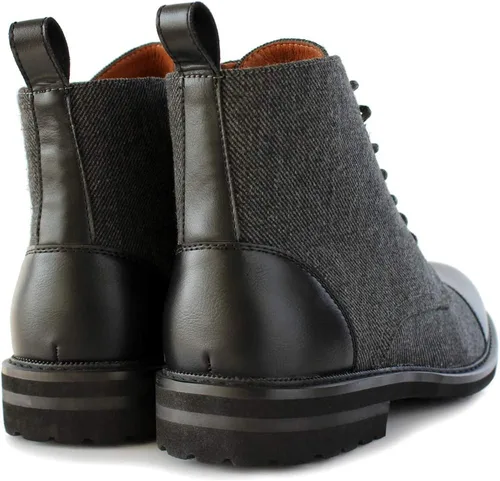 Vista 7 de Polar Fox Botas de tobillo para hombre Colección de botas casuales con cordones Estilos de punta redonda y punta lisa 1. Negro y lana