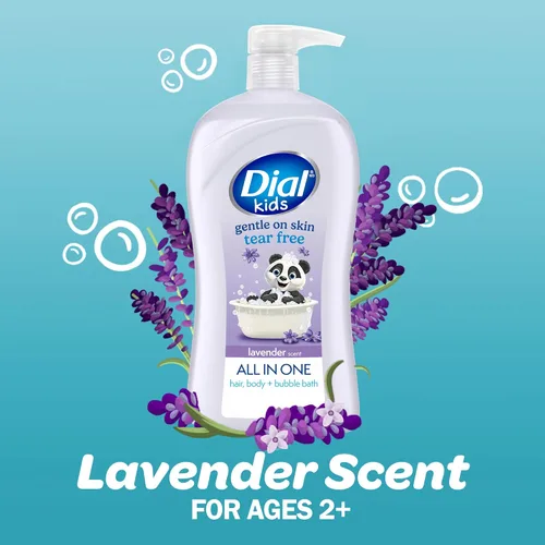 Vista 3 de Dial Kids Todo en 1 Cuerpo + Cabello + Baño de Burbujas, Aroma a Lavanda, 32 Fl Oz, Gel de Baño y Champú Hipoalergénico, Fórmula Sin Lágrimas