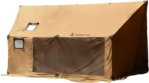 Vista 10 de Dandelion Shell Tienda de campaña caliente hamaca con gato de estufa y ventanas de malla de doble cara, tienda de campaña de pared espaciosa