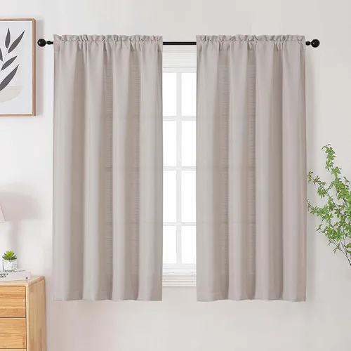 Vista 84 de Cortinas de lino para dormitorio y sala de estar de 96 pulgadas de largo, juego de 2 paneles, con bolsillo para cortinero, filtrado de luz, textura
