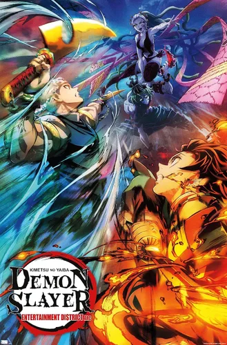Vista 10 de Trends International Demon Slayer - Póster de pared Key Visual 2, 22.375 x 34 pulgadas, versión enmarcada de madera de granero Versión enmarcada