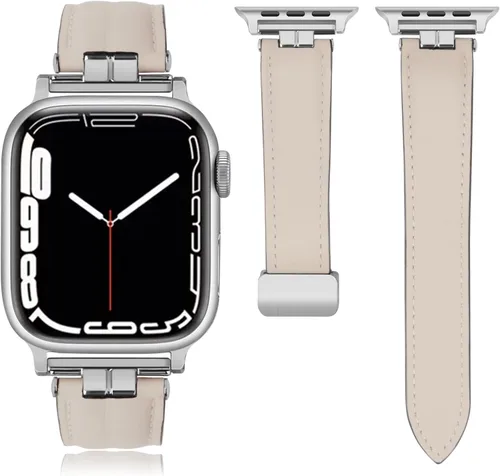 Vista 6 de Mxiixnai - Correas de cuero compatibles con Apple Watch Band 1.929 in 1.772 in 1.732 in 1.654 in 1.614 in 1.575 in 1.496 in, cuero genuino