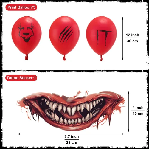 Vista 5 de Disfraz de payaso aterrador para niñas, disfraz de Halloween espeluznante película de terror para cosplay