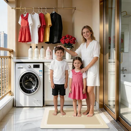 Vista 7 de Tapete de baño, tapetes de baño súper absorbentes, antideslizantes, de secado rápido, tapetes de goma fina para piso de baño que caben debajo