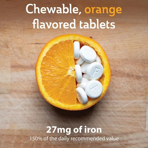 Vista 2 de Fergon Iron Restore - Tabletas masticables suaves para el estómago, sin estreñimiento, hierro de 27 mg para apoyo energético, 60 tabletas