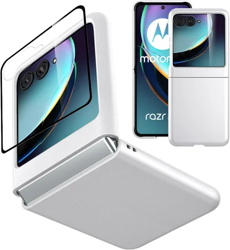 Vista 18 de Funda delgada de piel sintética para Motorola Razr Plus 2023, [cubierta frontal transparente + parte trasera de cuero duro de policarbonato] Marrón