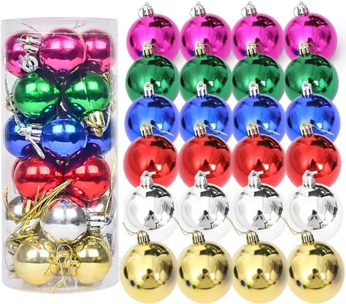 Vista 8 de AllBeauty - Bolas de Navidad de 24 quilates y 1.575 in, decoración esencial para el árbol de Navidad, inastillables, para interiores y fiestas