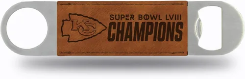 Vista 6 de Rico Industries NFL Football Super Bowl Champions - Hoja de barra de piel sintética grabada con láser, gran accesorio para bebidas para el día