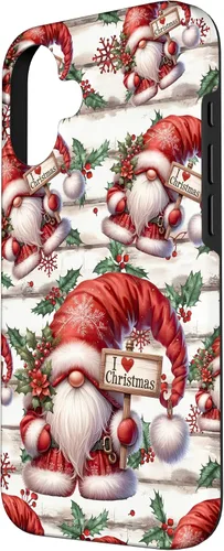Vista 2 de iPhone 16 Love Christmas Gnomo Shabby Chic Decoración para mujer Bonita funda de Navidad