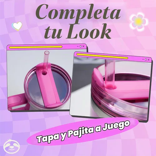 Vista 4 de Hey, Stan Vaso de 40 onzas con asa y popote Botella de agua reutilizable de acero inoxidable con aislamiento térmico Taza de viaje apta