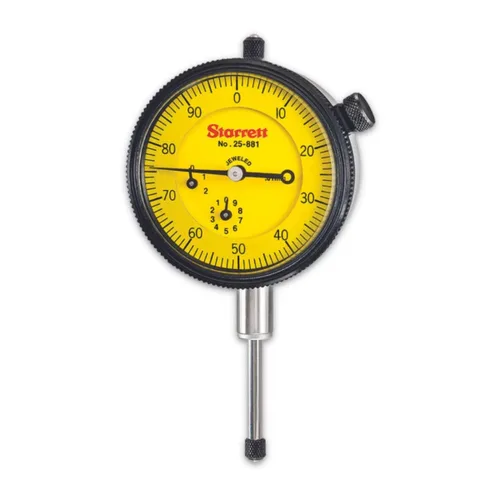 Vista 11 de Starrett Indicador de Cuadrante Serie 25 con Rodamientos de Rubí y Oreja en el Centro Posterior - Carátula Blanca, Rango de 0-.025", Cuadrante