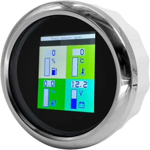Vista 4 de ELING Voltímetro multifuncional 4 en 1 de 3.346 in, presión de aceite, nivel de combustible, medidor de temperatura del agua 9-32 V para automóvil
