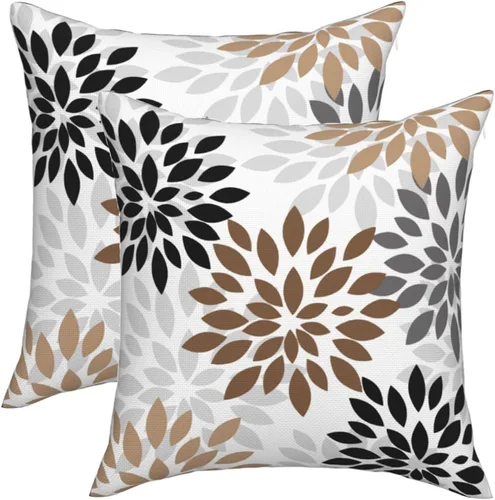 Vista 10 de Fundas de almohada azul marino y amarillo de 18 x 18 pulgadas, color verde azulado y gris, funda de almohada moderna con flores de dalia, 2 piezas