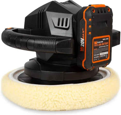 Vista 4 de WEN Kit de Pulidora y Encerradora Orbital Aleatoria Inalámbrica de 20V Máx de 10 Pulgadas con Batería de 2Ah, Cargador y Almohadillas (20870)