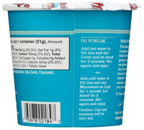 Vista 3 de Bob's Red Mill - Taza de avena clásica sin gluten con lino y chía (paquete de 12)