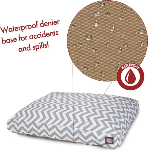 Vista 4 de Majestic Pet Cama rectangular para perro Chevron lavable, cama antideslizante y cómoda para mascotas, cama de jaula con funda extraíble lavable, Gris