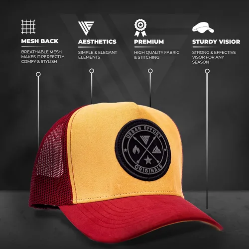 Vista 165 de Urban Effort Gorra trasera de malla, para hombres y mujeres, gorra de béisbol de 5 paneles, gran cierre a presión para caza y senderismo